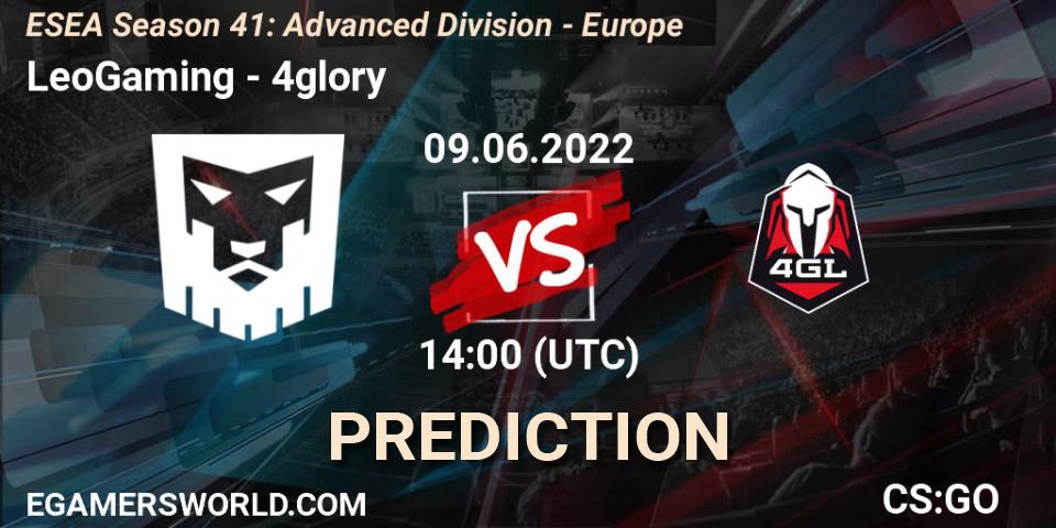 LeoGaming - 4glory: Maç tahminleri. 09.06.2022 at 14:00, Counter-Strike (CS2), ESEA Season 41: Advanced Division - Europe