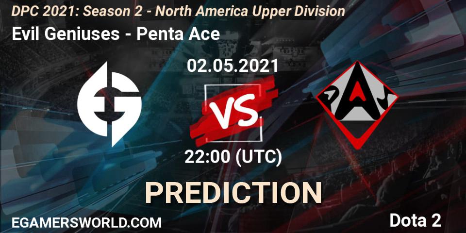 Evil Geniuses - Penta Ace: Maç tahminleri. 02.05.2021 at 22:00, Dota 2, DPC 2021: Season 2 - North America Upper Division 
