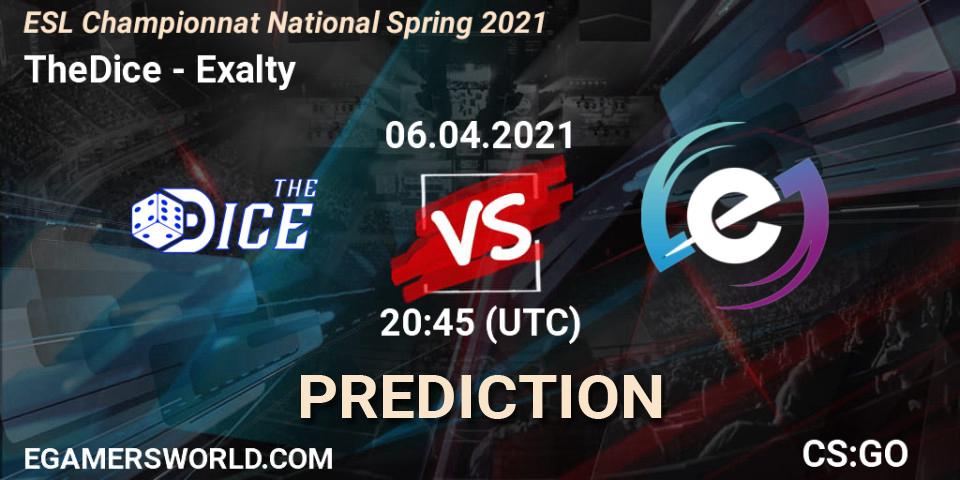 TheDice - Exalty: Maç tahminleri. 06.04.2021 at 19:45, Counter-Strike (CS2), ESL Championnat National Spring 2021