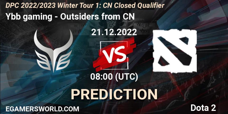 Ybb gaming - Outsiders from CN: Maç tahminleri. 21.12.2022 at 05:30, Dota 2, DPC 2022/2023 Winter Tour 1: CN Closed Qualifier