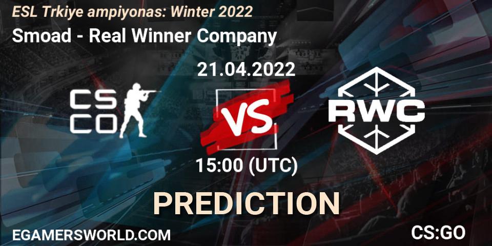Smoad - Real Winner Company: Maç tahminleri. 21.04.2022 at 15:00, Counter-Strike (CS2), ESL Türkiye Şampiyonası: Winter 2022