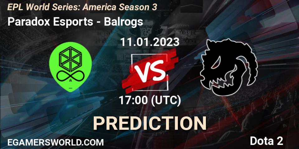 Paradox Esports - Balrogs: Maç tahminleri. 11.01.2023 at 17:09, Dota 2, EPL World Series: America Season 3