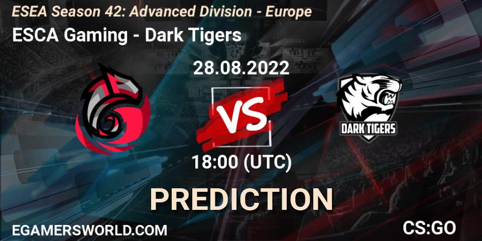 ESCA Gaming - Dark Tigers: Maç tahminleri. 28.08.2022 at 18:00, Counter-Strike (CS2), ESEA Season 42: Advanced Division - Europe