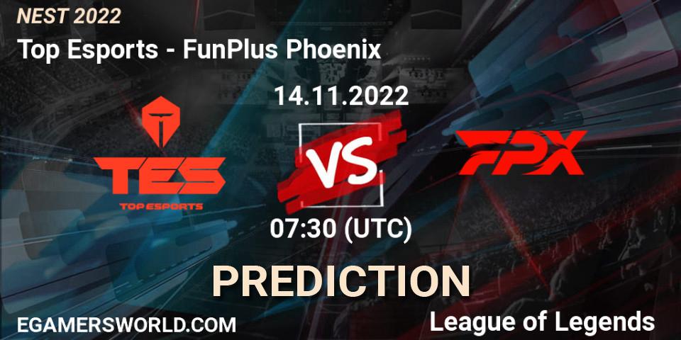 Top Esports - FunPlus Phoenix: Maç tahminleri. 14.11.2022 at 08:00, LoL, NEST 2022
