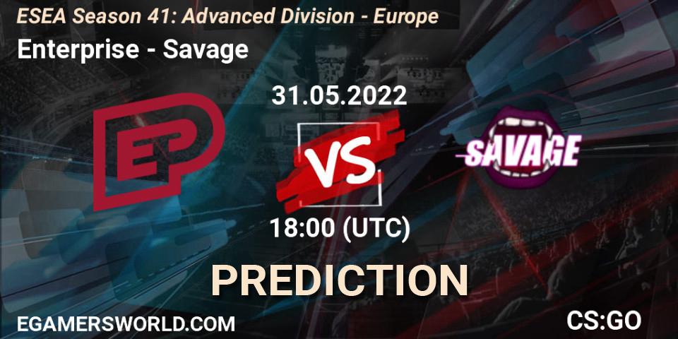 Enterprise - Savage: Maç tahminleri. 31.05.2022 at 18:00, Counter-Strike (CS2), ESEA Season 41: Advanced Division - Europe