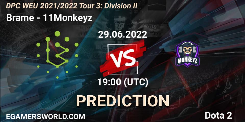 Brame - 11Monkeyz: Maç tahminleri. 29.06.2022 at 18:55, Dota 2, DPC WEU 2021/2022 Tour 3: Division II