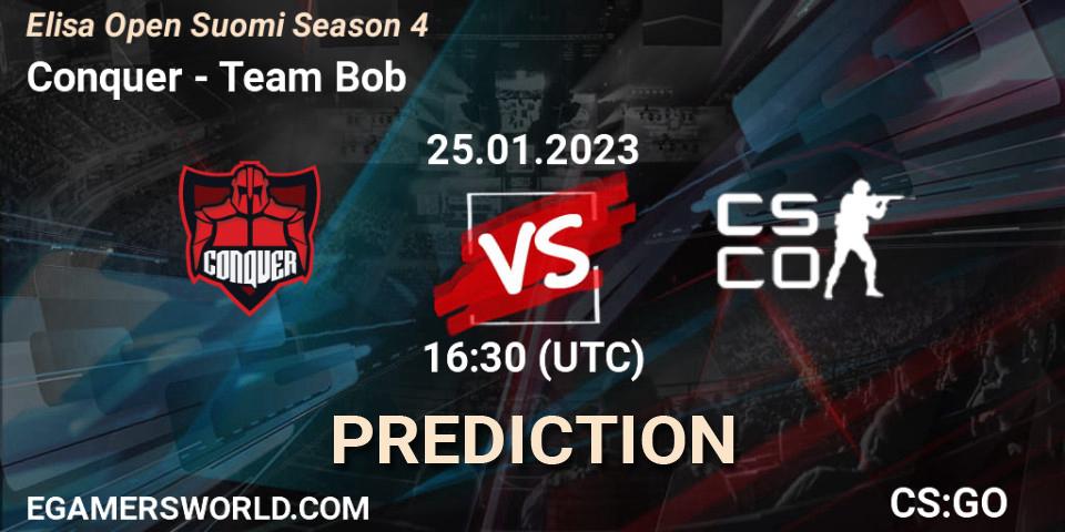 Conquer - Team Bob: Maç tahminleri. 25.01.23, CS2 (CS:GO), Elisa Open Suomi Season 4