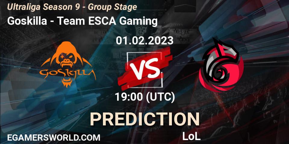 Goskilla - Team ESCA Gaming: Maç tahminleri. 01.02.23, LoL, Ultraliga Season 9 - Group Stage