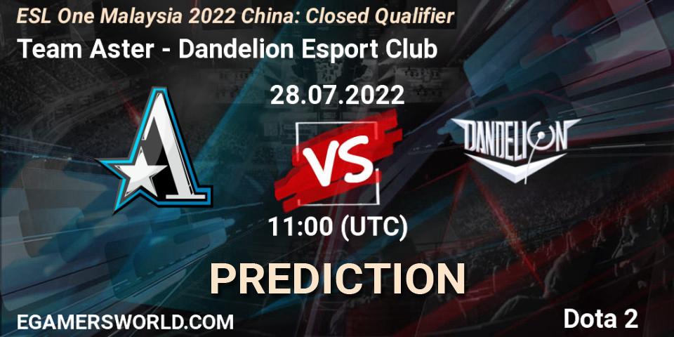 Team Aster - Dandelion Esport Club: Maç tahminleri. 28.07.2022 at 11:00, Dota 2, ESL One Malaysia 2022 China: Closed Qualifier