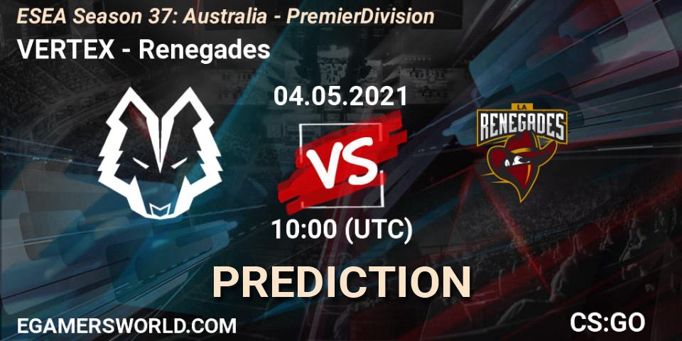 VERTEX - Renegades: Maç tahminleri. 04.05.2021 at 10:00, Counter-Strike (CS2), ESEA Season 37: Australia - Premier Division
