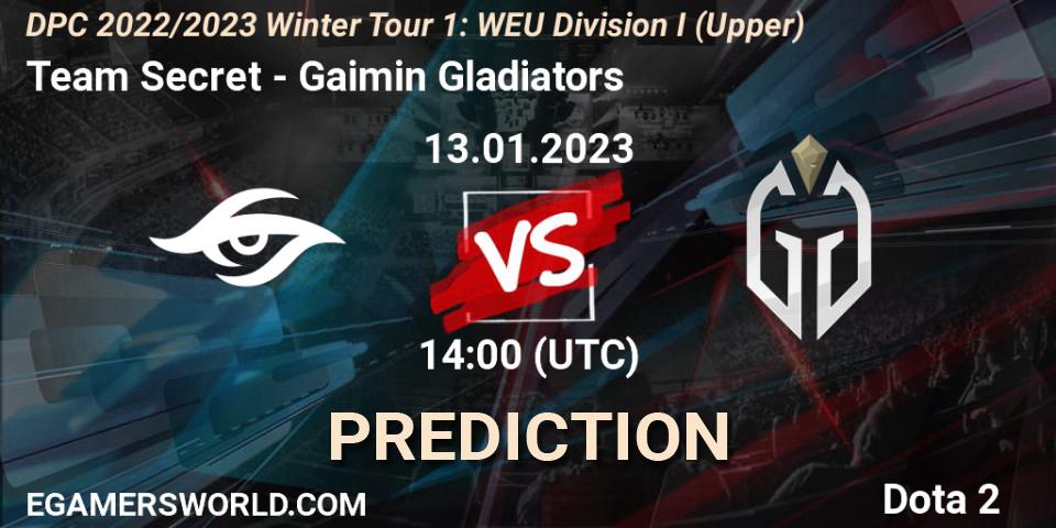 Team Secret - Gaimin Gladiators: Maç tahminleri. 13.01.2023 at 13:55, Dota 2, DPC 2022/2023 Winter Tour 1: WEU Division I (Upper)