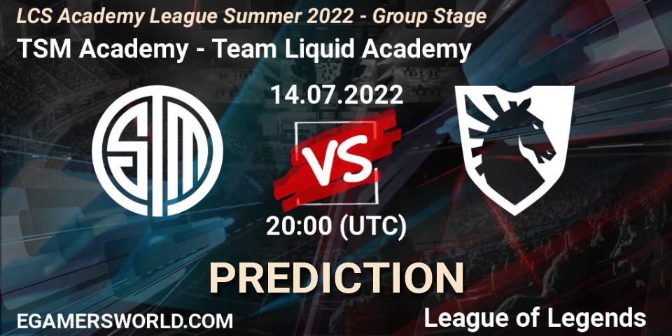 TSM Academy - Team Liquid Academy: Maç tahminleri. 14.07.2022 at 20:00, LoL, LCS Academy League Summer 2022 - Group Stage