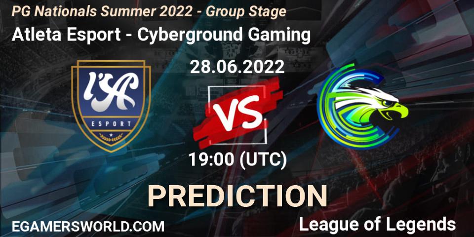 Atleta Esport - Cyberground Gaming: Maç tahminleri. 28.06.2022 at 19:00, LoL, PG Nationals Summer 2022 - Group Stage