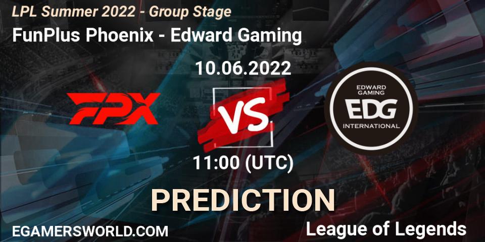 FunPlus Phoenix - Edward Gaming: Maç tahminleri. 10.06.2022 at 11:45, LoL, LPL Summer 2022 - Group Stage