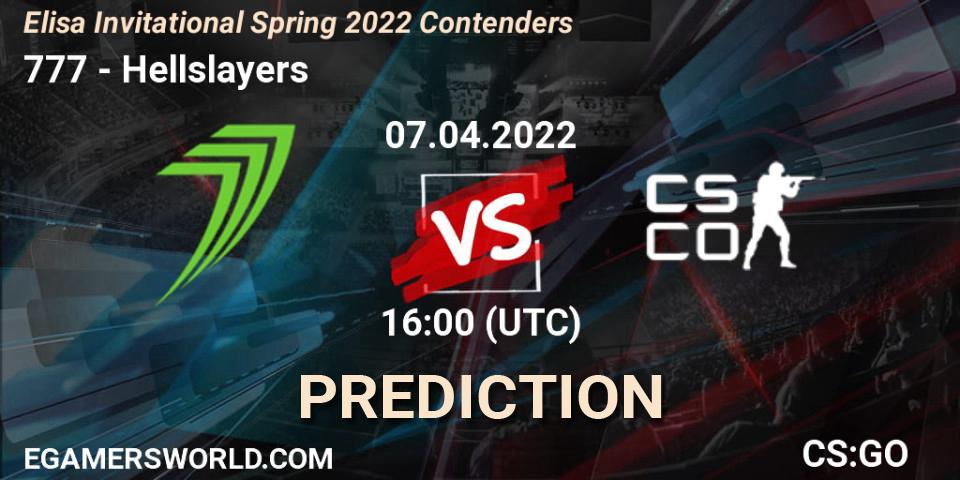 777 - Hellslayers: Maç tahminleri. 07.04.2022 at 17:15, Counter-Strike (CS2), Elisa Invitational Spring 2022 Contenders
