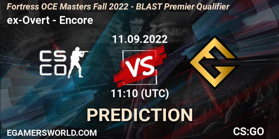 ex-Overt - Encore: Maç tahminleri. 11.09.22, CS2 (CS:GO), Fortress OCE Masters Fall 2022 - BLAST Premier Qualifier