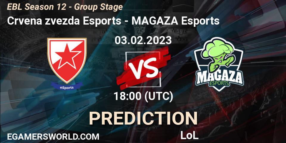 Crvena zvezda Esports - MAGAZA Esports: Maç tahminleri. 03.02.2023 at 18:00, LoL, EBL Season 12 - Group Stage