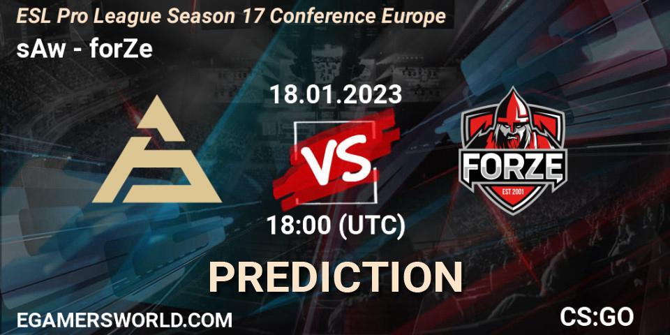 sAw - forZe: Maç tahminleri. 18.01.2023 at 15:30, Counter-Strike (CS2), ESL Pro League Season 17 Conference Europe