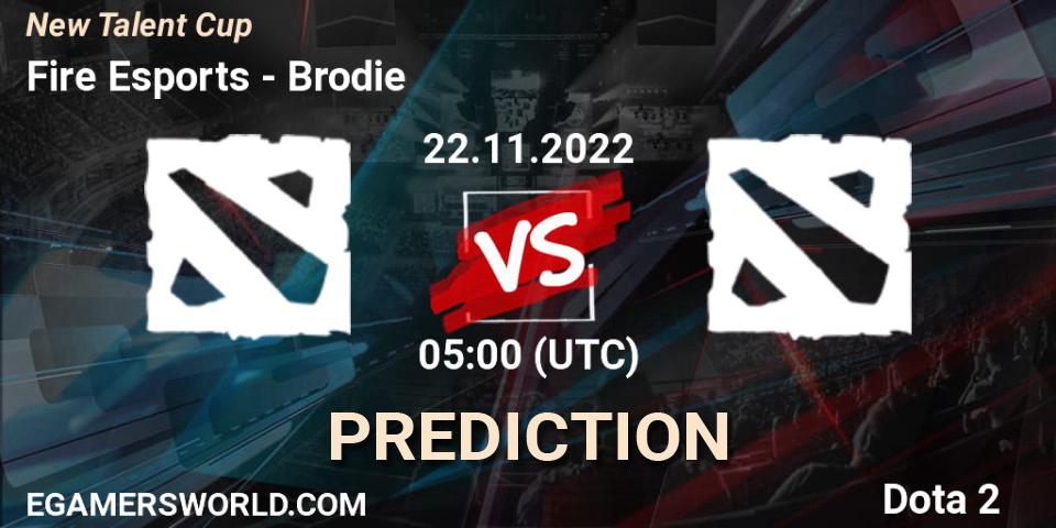 Fire Esports - Brodie: Maç tahminleri. 22.11.2022 at 05:00, Dota 2, New Talent Cup