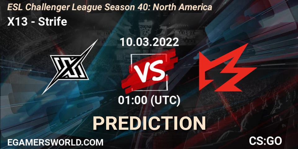X13 - Strife: Maç tahminleri. 14.03.2022 at 21:00, Counter-Strike (CS2), ESL Challenger League Season 40: North America