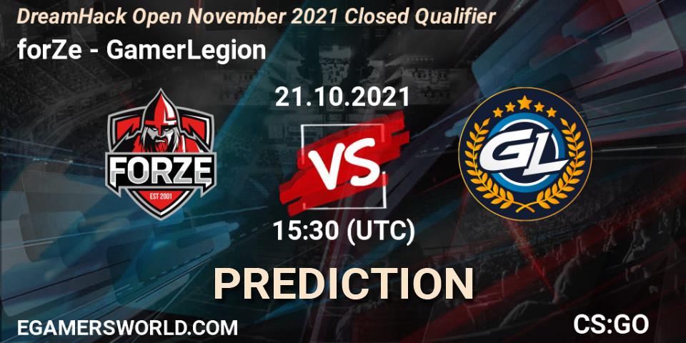 forZe - GamerLegion: Maç tahminleri. 21.10.2021 at 15:30, Counter-Strike (CS2), DreamHack Open November 2021 Closed Qualifier