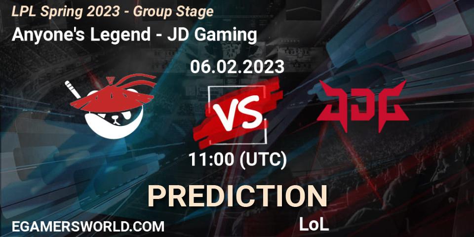 Anyone's Legend - JD Gaming: Maç tahminleri. 06.02.23, LoL, LPL Spring 2023 - Group Stage