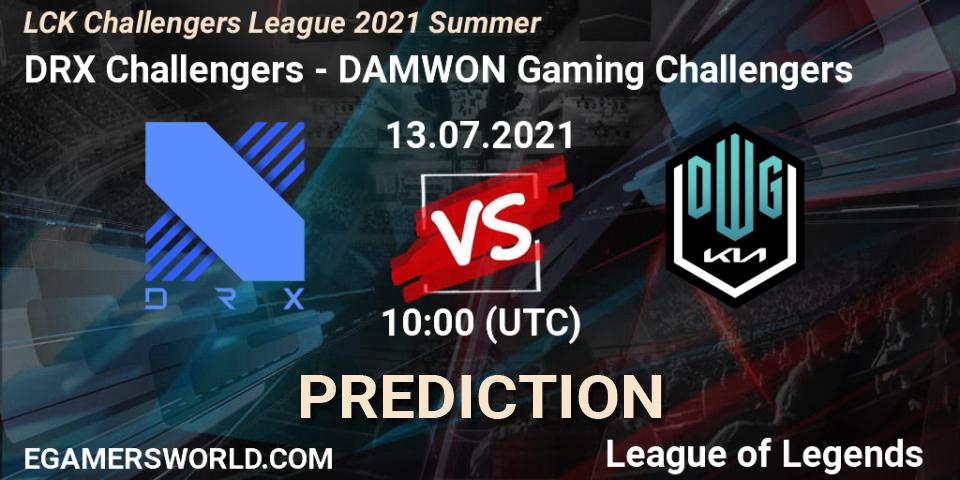 DRX Challengers - DAMWON Gaming Challengers: Maç tahminleri. 13.07.2021 at 10:00, LoL, LCK Challengers League 2021 Summer
