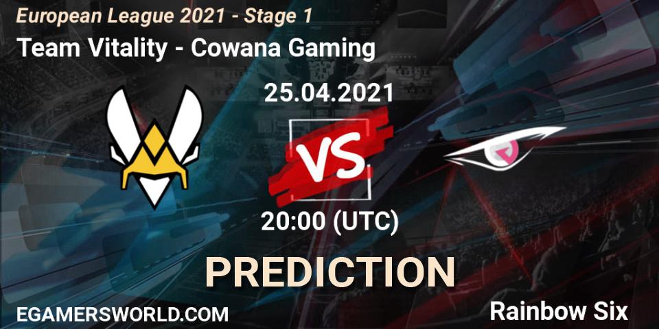 Team Vitality - Cowana Gaming: Maç tahminleri. 25.04.2021 at 19:00, Rainbow Six, European League 2021 - Stage 1