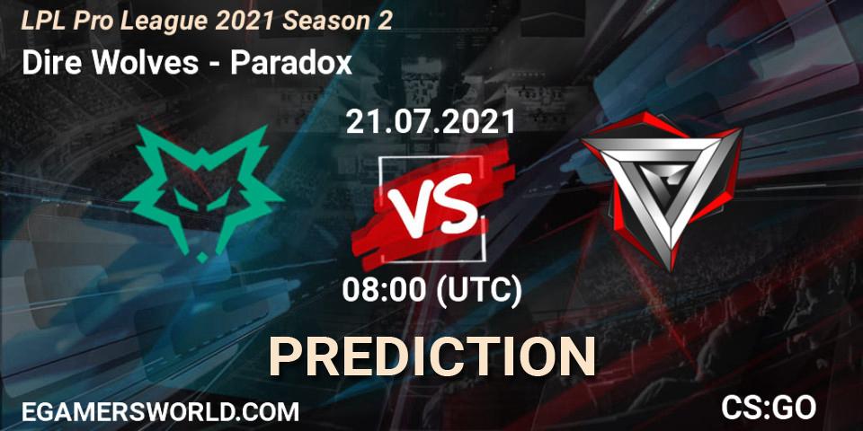 Dire Wolves - Paradox: Maç tahminleri. 21.07.2021 at 08:00, Counter-Strike (CS2), LPL Pro League 2021 Season 2