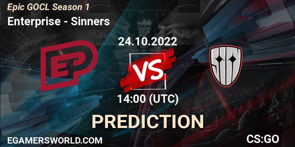 Enterprise - Sinners: Maç tahminleri. 24.10.2022 at 14:00, Counter-Strike (CS2), Global Offensive Champions League Season 1