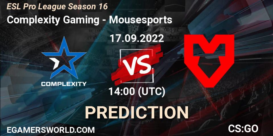 Complexity Gaming - MOUZ: Maç tahminleri. 17.09.2022 at 14:30, Counter-Strike (CS2), ESL Pro League Season 16