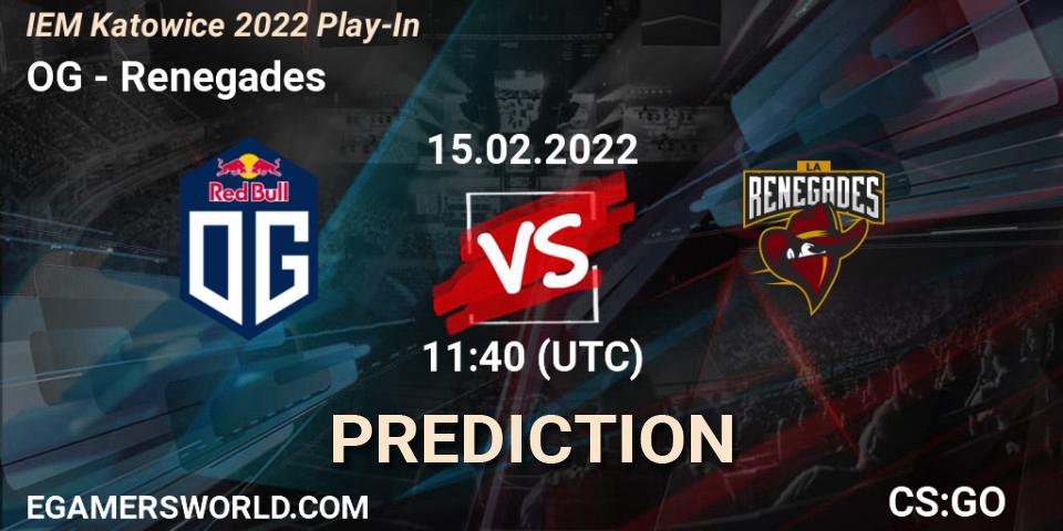 OG - Renegades: Maç tahminleri. 15.02.2022 at 12:05, Counter-Strike (CS2), IEM Katowice 2022 Play-In
