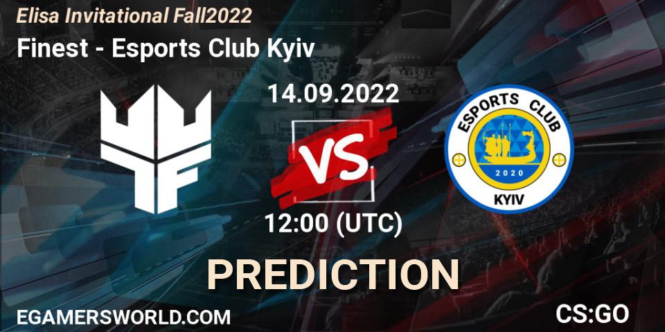 Finest - Esports Club Kyiv: Maç tahminleri. 14.09.2022 at 13:10, Counter-Strike (CS2), Elisa Invitational Fall 2022