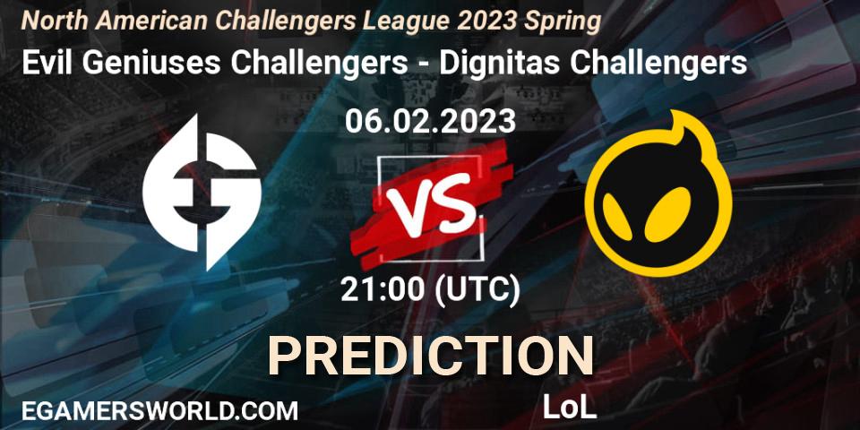 Evil Geniuses Challengers - Dignitas Challengers: Maç tahminleri. 06.02.23, LoL, NACL 2023 Spring - Group Stage