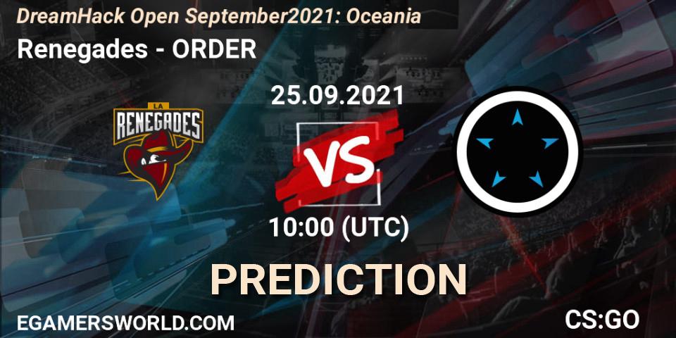 Renegades - ORDER: Maç tahminleri. 25.09.2021 at 10:00, Counter-Strike (CS2), DreamHack Open September 2021: Oceania