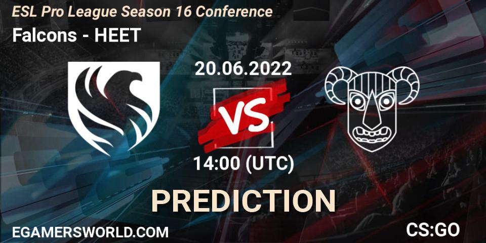 Falcons - HEET: Maç tahminleri. 20.06.2022 at 14:00, Counter-Strike (CS2), ESL Pro League Season 16 Conference