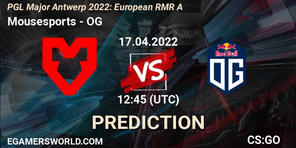 Mousesports - OG: Maç tahminleri. 17.04.2022 at 12:10, Counter-Strike (CS2), PGL Major Antwerp 2022: European RMR A