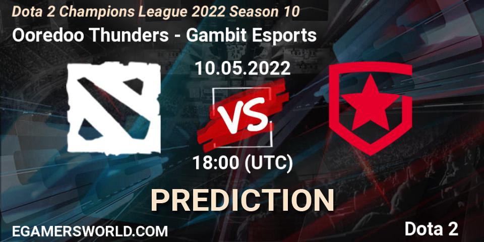Ooredoo Thunders - Gambit Esports: Maç tahminleri. 10.05.2022 at 18:00, Dota 2, Dota 2 Champions League 2022 Season 10 