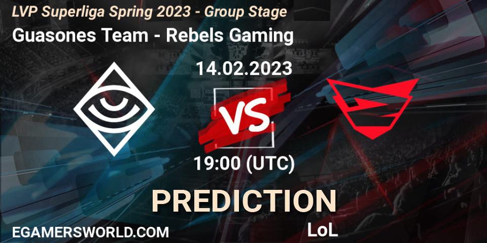 Guasones Team - Rebels Gaming: Maç tahminleri. 14.02.2023 at 19:00, LoL, LVP Superliga Spring 2023 - Group Stage