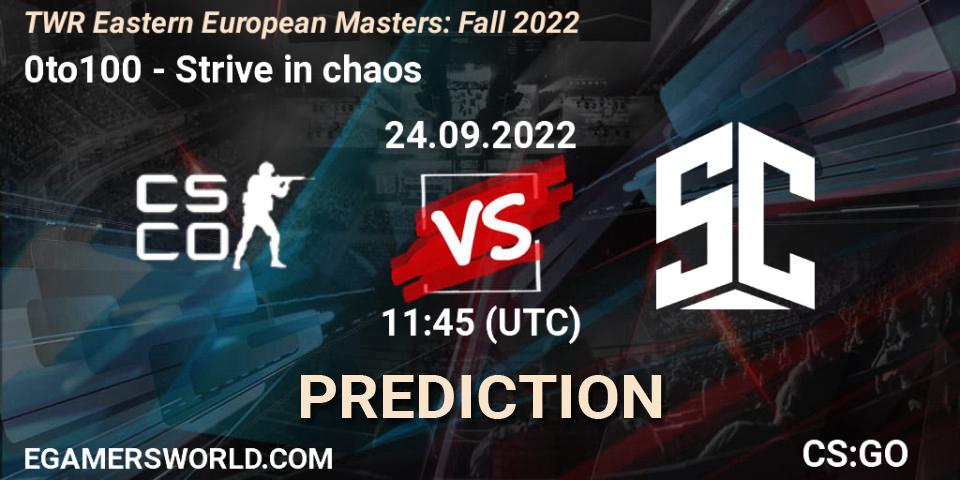 0to100 - Strive in chaos: Maç tahminleri. 24.09.2022 at 12:00, Counter-Strike (CS2), TWR Eastern European Masters: Fall 2022