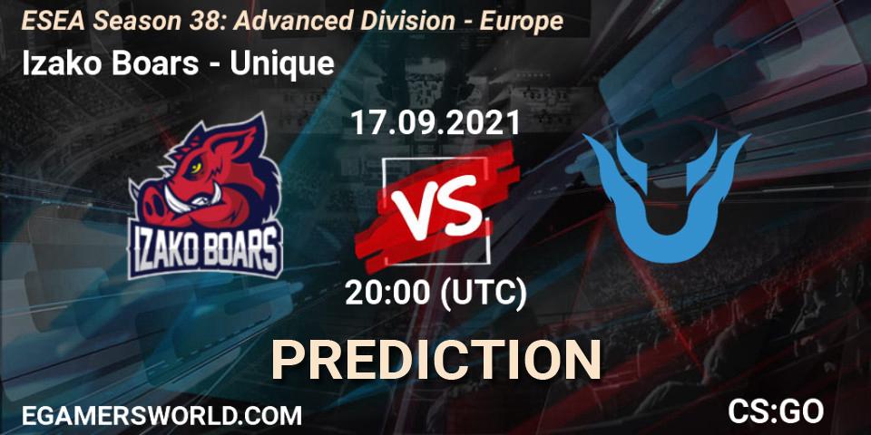 Izako Boars - Unique: Maç tahminleri. 17.09.2021 at 20:00, Counter-Strike (CS2), ESEA Season 38: Advanced Division - Europe