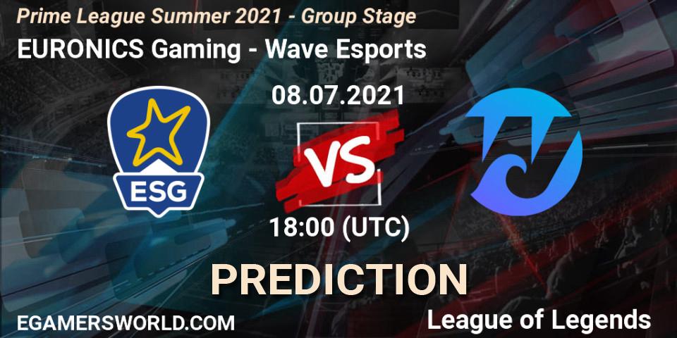 EURONICS Gaming - Wave Esports: Maç tahminleri. 08.07.21, LoL, Prime League Summer 2021 - Group Stage