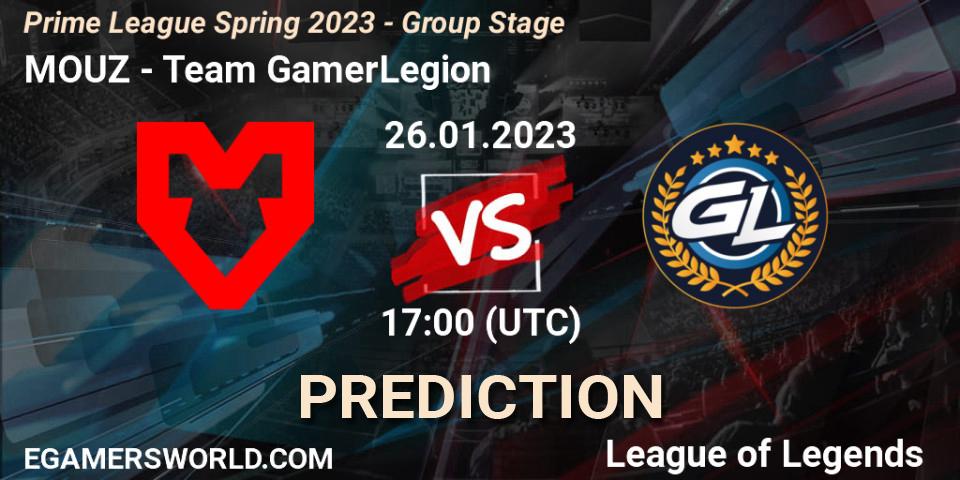 MOUZ - Team GamerLegion: Maç tahminleri. 26.01.2023 at 20:00, LoL, Prime League Spring 2023 - Group Stage