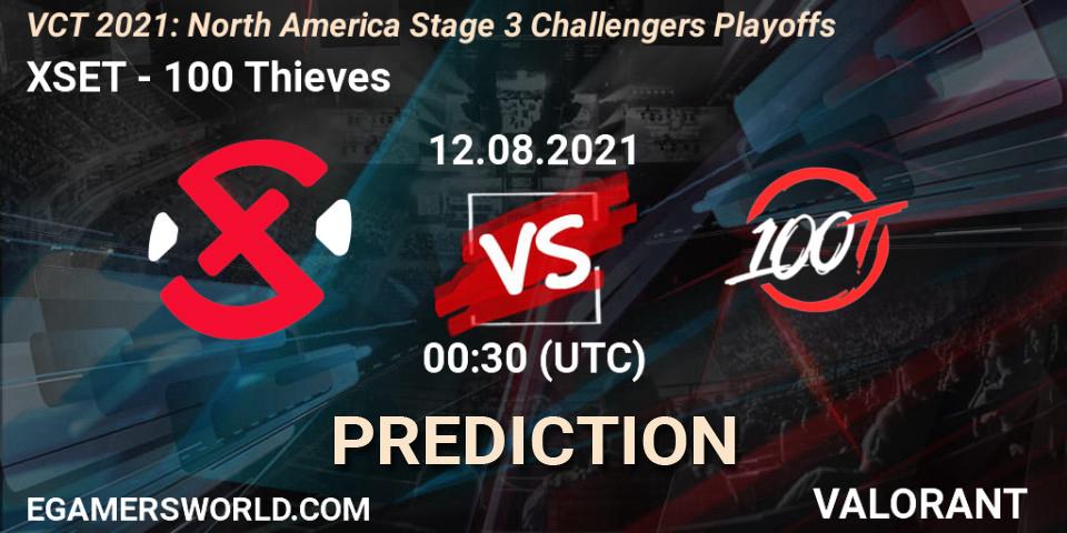 XSET - 100 Thieves: Maç tahminleri. 12.08.2021 at 00:30, VALORANT, VCT 2021: North America Stage 3 Challengers Playoffs