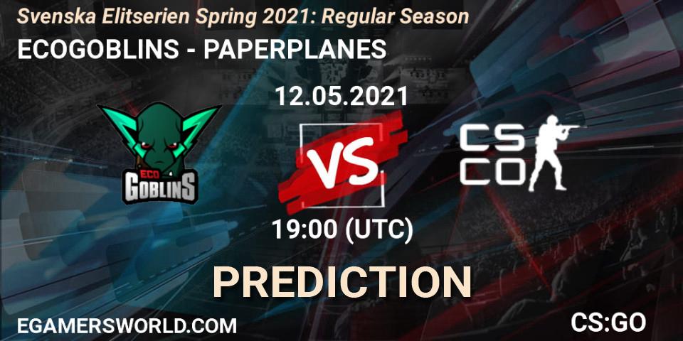 ECOGOBLINS - PAPERPLANES: Maç tahminleri. 12.05.2021 at 19:00, Counter-Strike (CS2), Svenska Elitserien Spring 2021: Regular Season