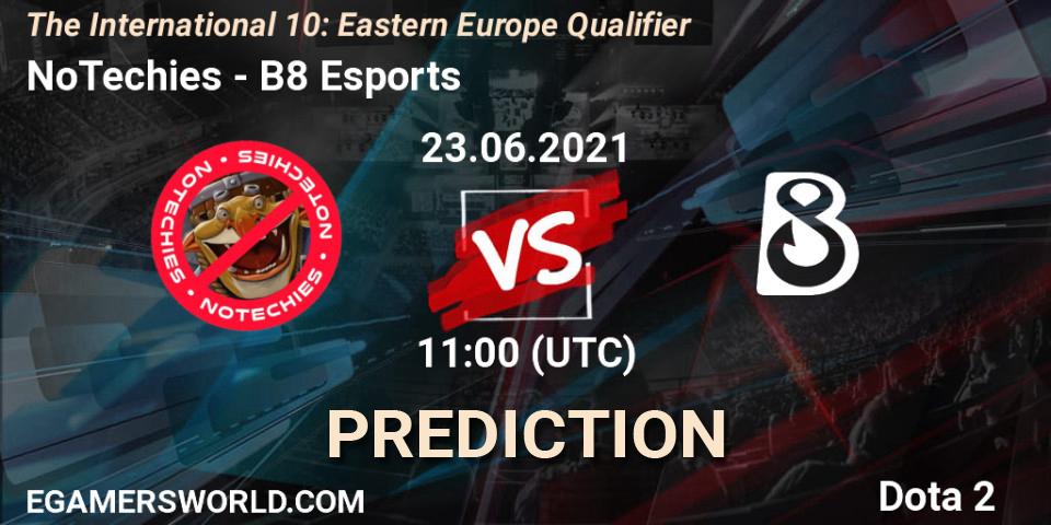 NoTechies - B8 Esports: Maç tahminleri. 23.06.2021 at 08:00, Dota 2, The International 10: Eastern Europe Qualifier
