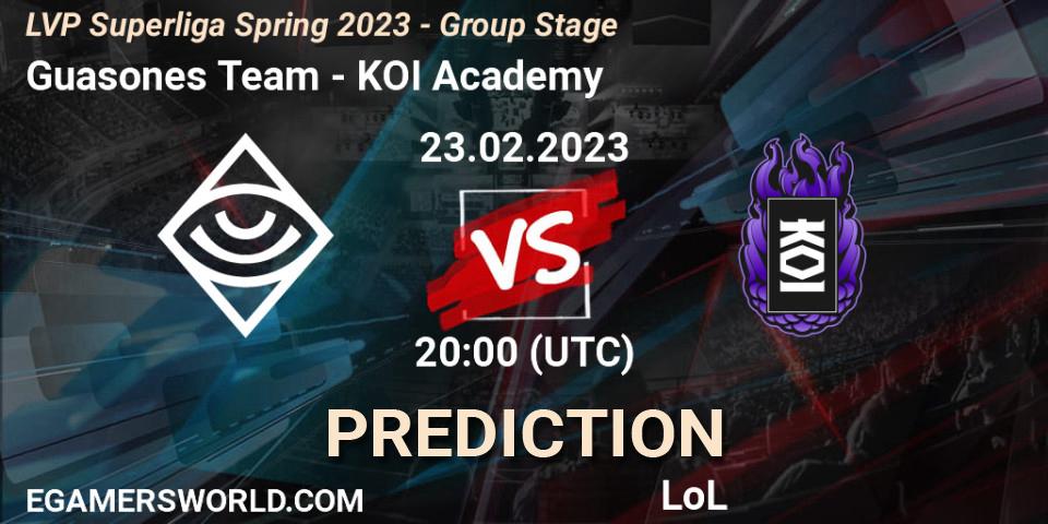 Guasones Team - KOI Academy: Maç tahminleri. 23.02.2023 at 17:00, LoL, LVP Superliga Spring 2023 - Group Stage