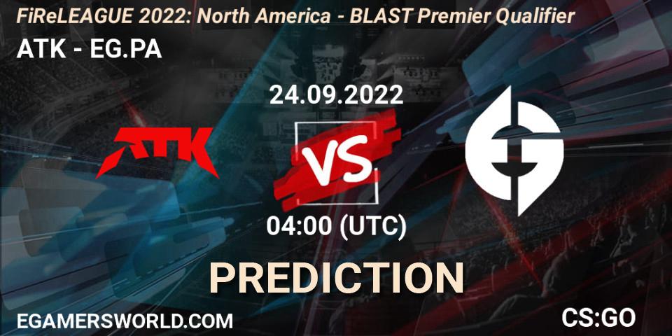 ATK - EG.PA: Maç tahminleri. 24.09.2022 at 04:00, Counter-Strike (CS2), FiReLEAGUE 2022: North America - BLAST Premier Qualifier