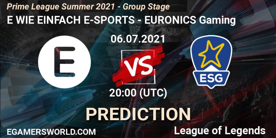 E WIE EINFACH E-SPORTS - EURONICS Gaming: Maç tahminleri. 06.07.21, LoL, Prime League Summer 2021 - Group Stage