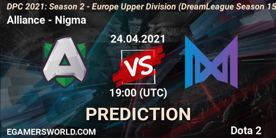 Alliance - Nigma: Maç tahminleri. 24.04.2021 at 19:32, Dota 2, DPC 2021: Season 2 - Europe Upper Division (DreamLeague Season 15)